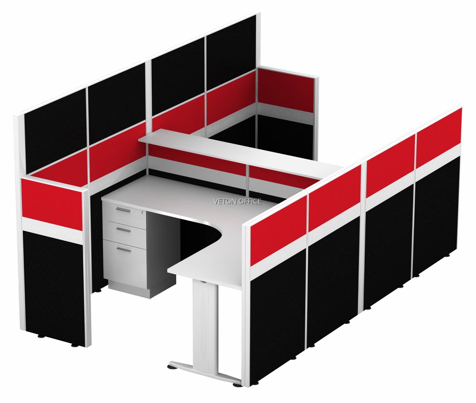 CUBICLE WORKSTATION PARTITION TABLE FOR CLUSTER OF 2 WITH FIXED